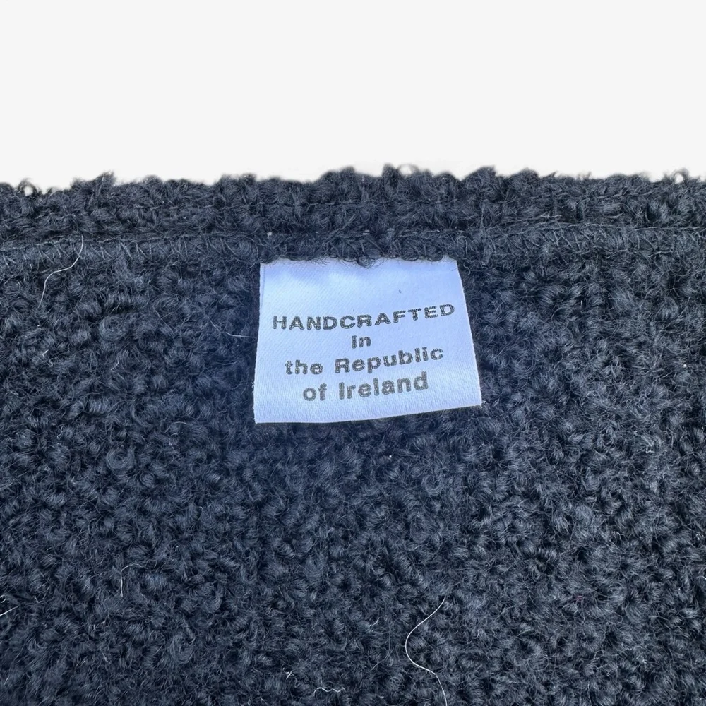 Irish Handcrafted Wool Blend Textured Black Scarf 60% Wool